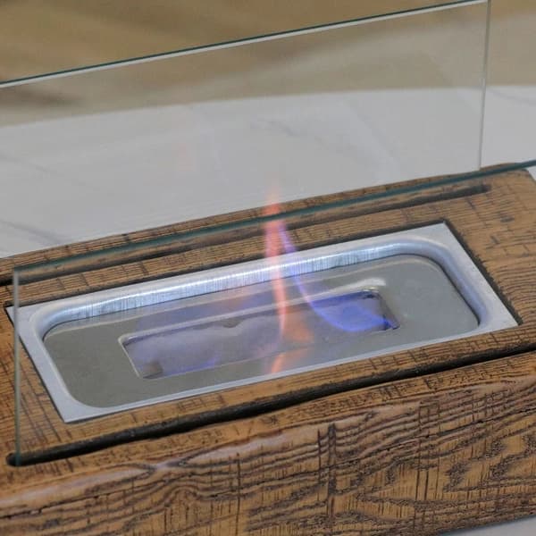 Rootz Ethanol Bordpejs - 0,15 L Brændetid 45 Min - Beton - Hærdet glas - Naturlig - 33L x 16W x 18H cm