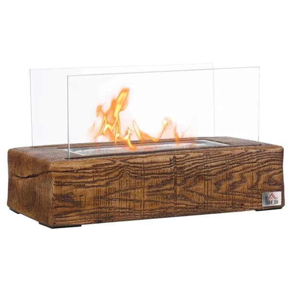 Rootz Ethanol Bordpejs - 0,15 L Brændetid 45 Min - Beton - Hærdet glas - Naturlig - 33L x 16W x 18H cm