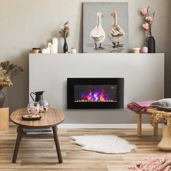 Rootz sähkötakka - Sisälämmitin - Seinään kiinnitettävä paloesine - Turvallinen ja tyylikäs - 72,5W x 11,5D x 40K cm