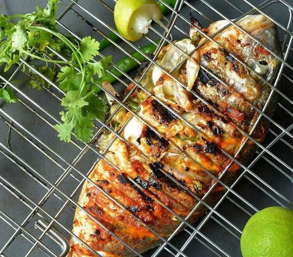 Trädgårdsgrillgaller för fisk, trippelt, 28x28 cm