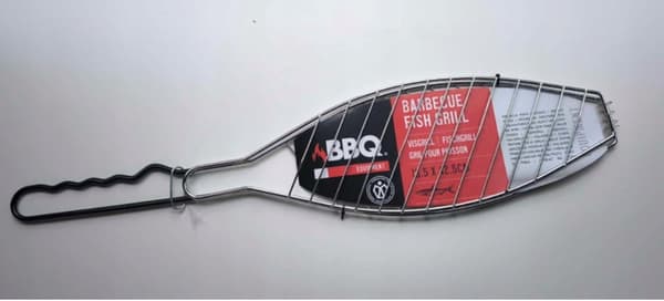 Grillrist i rustfrit stål til grillning af fisk 13,5x42,5 cm