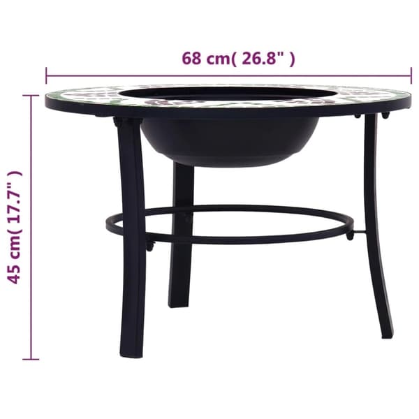 vidaXL Eldfat med mosaik grön 68cm keramik