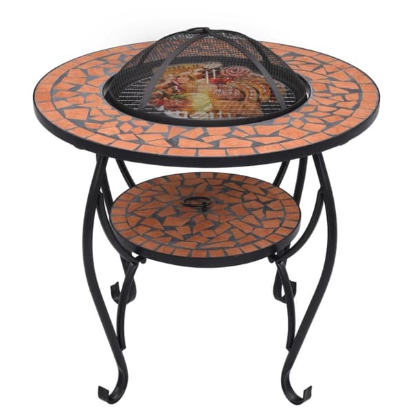vidaXL Eldfat med mosaikbord terrakotta 68 cm keramik
