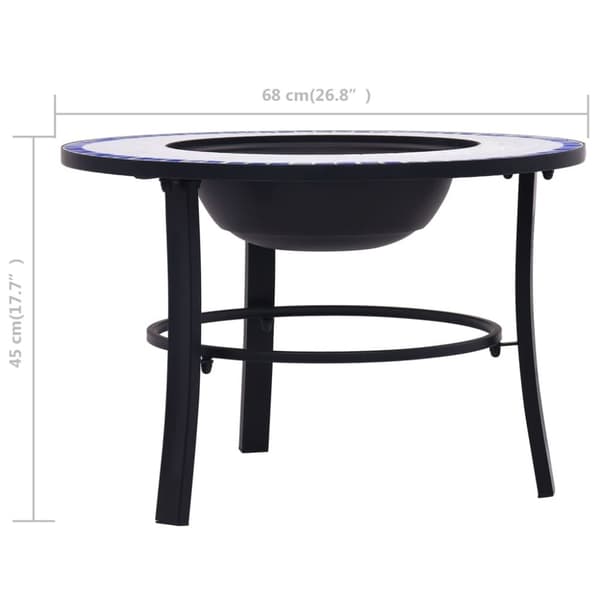 vidaXL bålfad mosaik 68 cm keramik blå og hvid