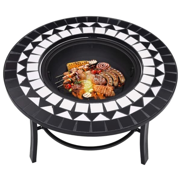 vidaXL bålfad mosaik 68 cm keramik sort og hvid