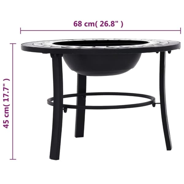 vidaXL bålfad mosaik 68 cm keramik sort og hvid