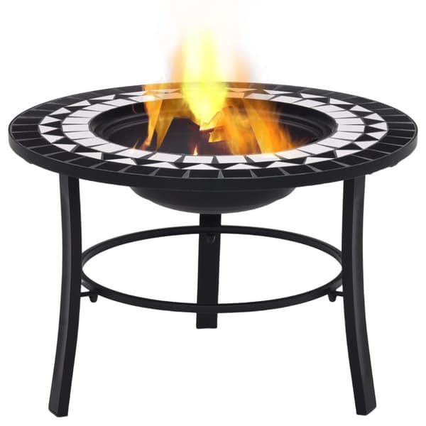vidaXL bålfad mosaik 68 cm keramik sort og hvid