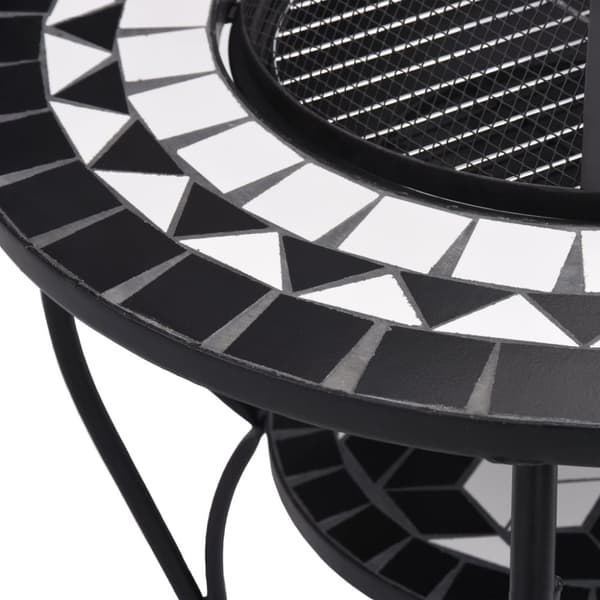 vidaXL bålfad mosaik 68 cm keramik sort og hvid