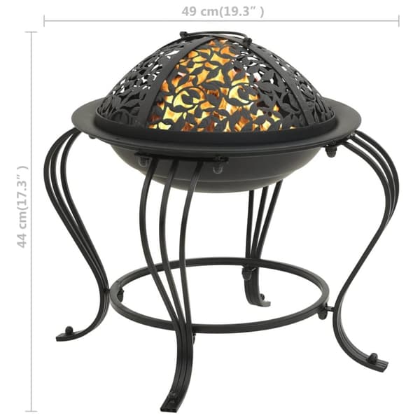 vidaXL Eldstad med eldgaffel 49 cm stål
