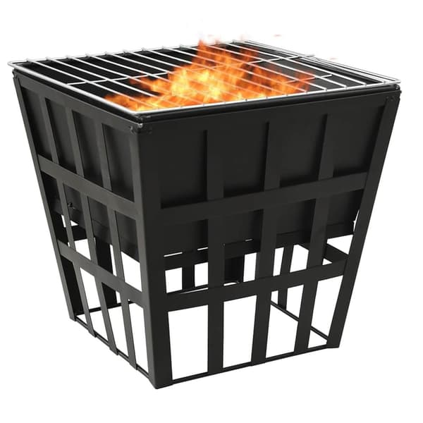 vidaXL 2-i-1 bålfat og grill 34x34x48 cm stål