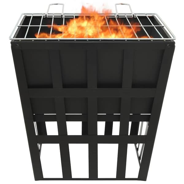 vidaXL 2-i-1 bålfat og grill 34x34x48 cm stål