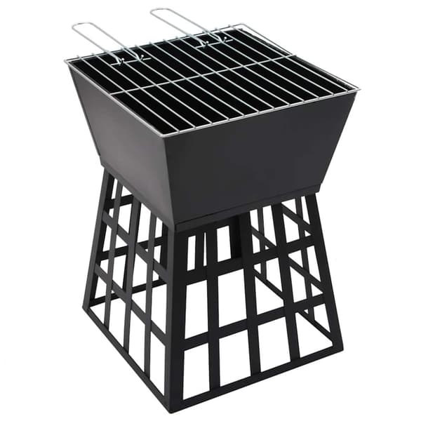 vidaXL 2-i-1 bålfat og grill 34x34x48 cm stål
