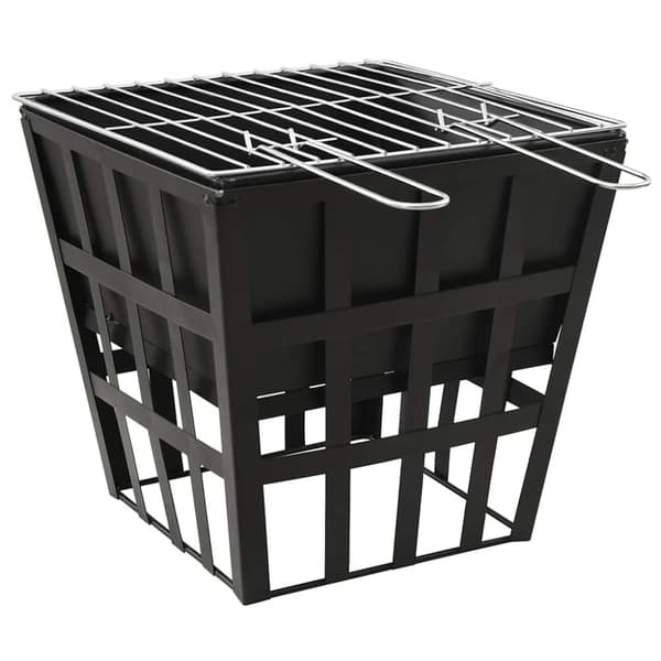 vidaXL 2-i-1 bålfat og grill 34x34x48 cm stål