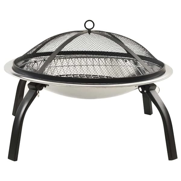 vidaXL 2-i-1 Eldstad grill och eldgaffel 56x56x49 cm rostfritt stål