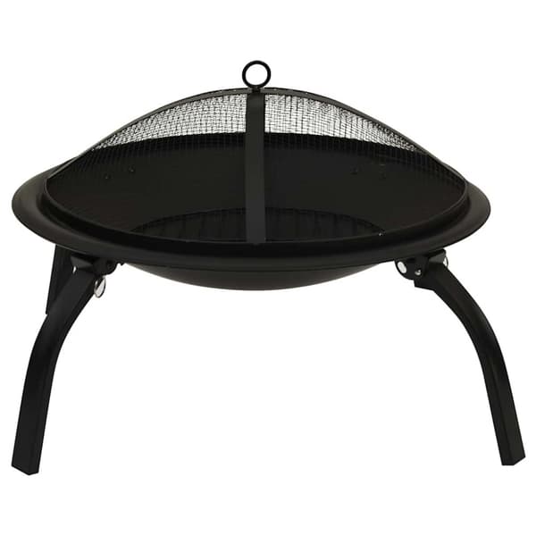 vidaXL 2-i-1 Eldstad med grill och eldgaffel 56x56x49 cm stål