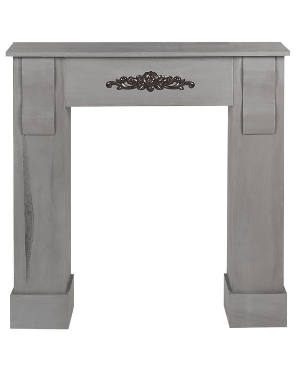 Spiselkrans Grå Kejsarträ 97x23x99 cm Eldstad Utsmyckad Fräst Klassisk Traditionell Vardagsrum