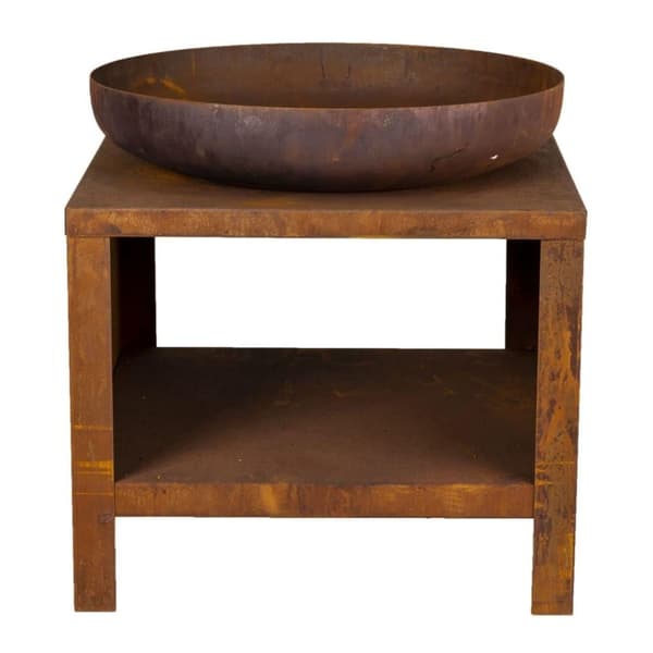 Esschert Design Eldfat med vedförvaring 62 cm rost