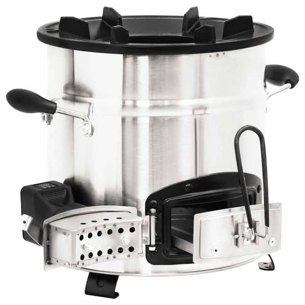 vidaXL Puuhella USB-tuulettimella hopea 35,5x26x28cm ruostumaton teräs