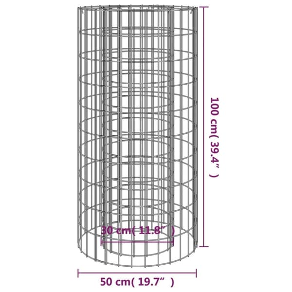 vidaXL gabion-bålkurv Ø 50 cm galvaniseret jern