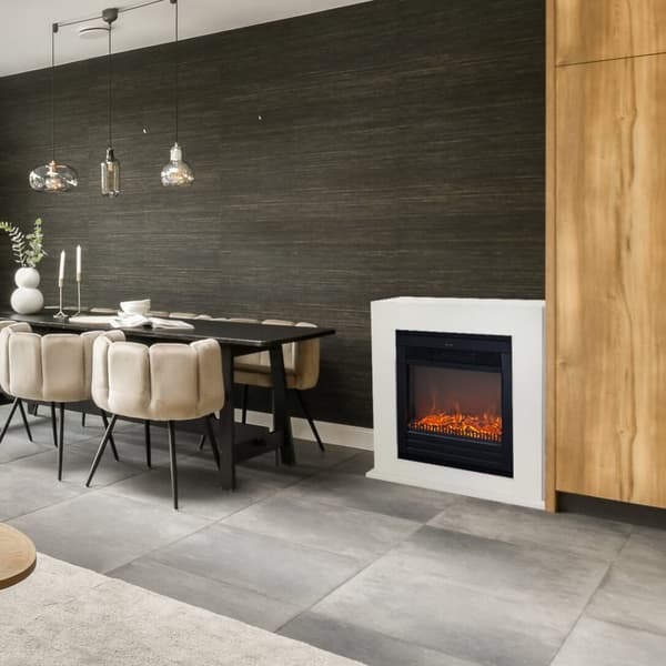 Adra ELU-MDW elektrisk komfyr - Hvit MDF peisramme - 1400 Watt varme - fjernkontroll