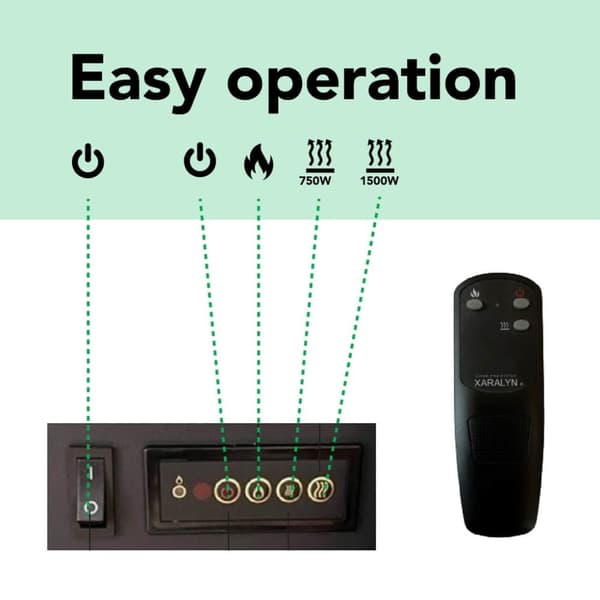 Elda ELU-MDW elektrisk spis - Vit MDF öppen spisram - 1400 Watt värme - fjärrkontroll