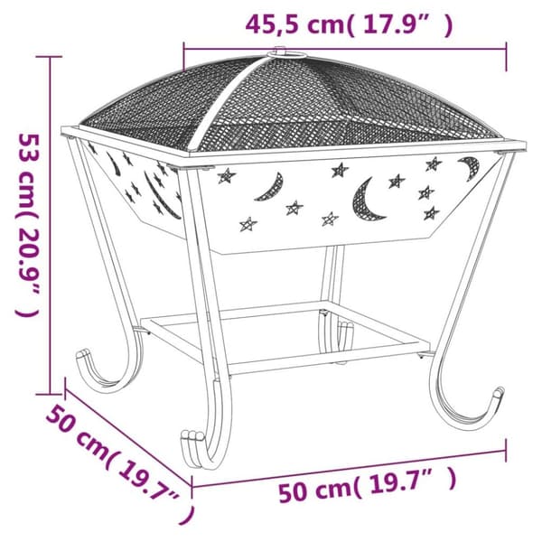 vidaXL Tulimalja ja hiilihanko 50 cm XXL teräs