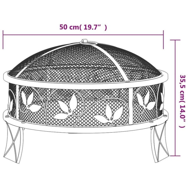 vidaXL Tulimalja ja hiilihanko 50 cm XXL teräs