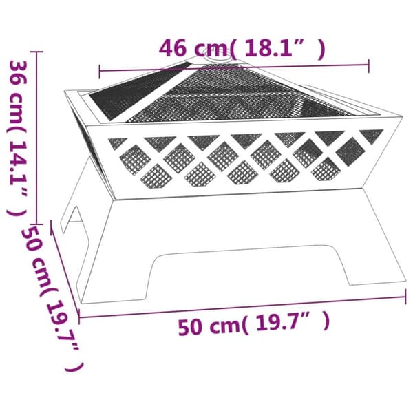 vidaXL Tulimalja ja hiilihanko 50 cm XXL teräs