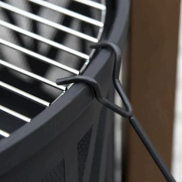 Rootz 2-i-1 Ildsted - Ildsted med gnistbeskyttelse - Ildsted med grillmad - Grillrist - Have - BBQ - Sort/Brun - Ф78 x 60H cm