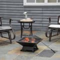 Miniatyrbillede 6 af 7: Rootz Fire Pit - Ildskål - Ildkurv - Ildbord - Rundt ildsted - Til havecamping - BBQ - Med Poker Spark Protection - Stål - Sort - 45 x 45 x 34 cm