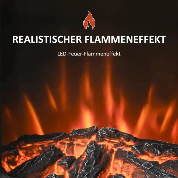 Rootz El-pejs - Pejs - E-pejs - Flammeeffekt - Termostatisk komfur - Sort - 44,5x32,1x74 cm