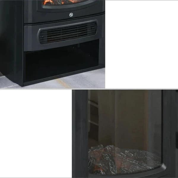 Rootz El-pejs - Pejs - E-pejs - Flammeeffekt - Termostatisk komfur - Sort - 44,5x32,1x74 cm