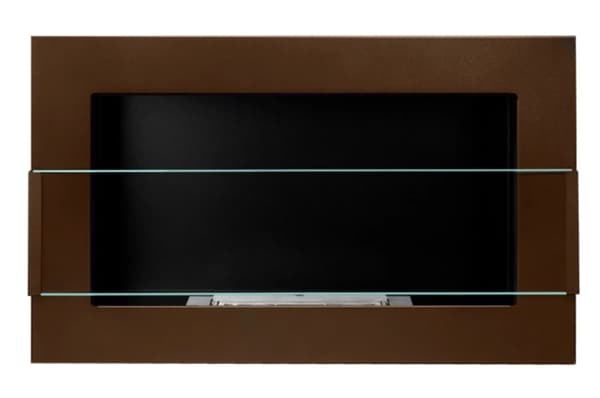 Ethanol pejs Pejs Bio-pejs Vægmonteret biopejs Bioethanolbrænder 65 x 40 x 12 cm brun mat med glas Miljøvenlig pejs