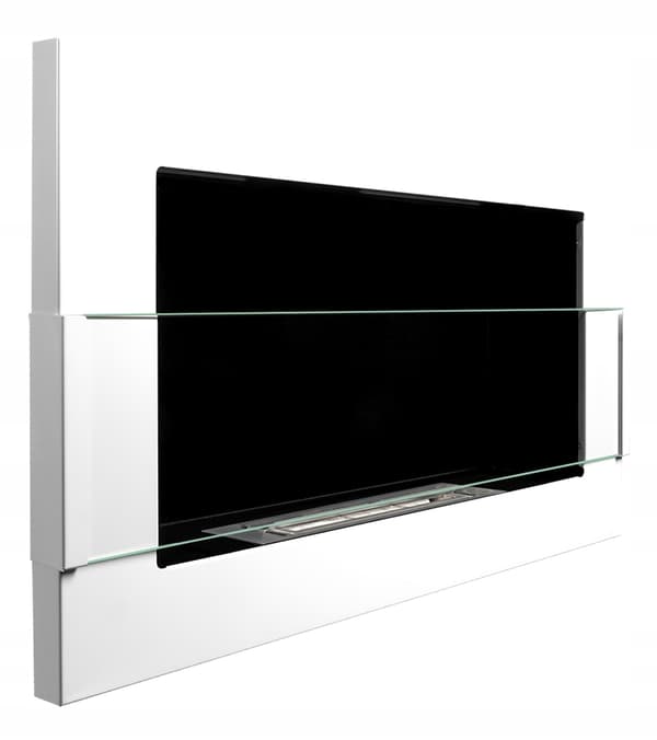 Etanolkamin  Kaminen Öppna spisar Bio-eldplats Väggmonterad biokamin Bioetanolbrännare 65 x 40 x 12 cm  vit blank med glas ekologisk eldstad