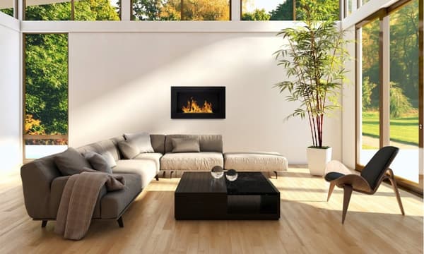 Perfekt för julen julklapp Etanolkamin Bioethanol väggmonterad biospis 65 x 40 x 12 cm matt svart Biopanna miljövänlig biospis