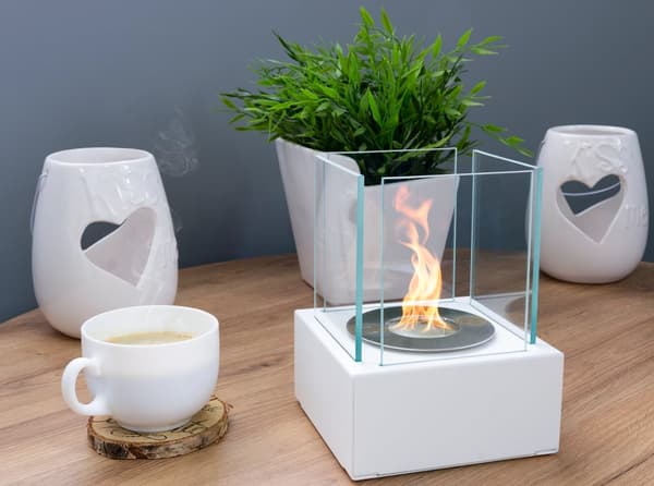 Takat Vapaasti seisova biotakka Älykäs valkoinen Bioetanolipoltin 13 cm x 13 cm x 17 cm TÜV-sertifikaatti