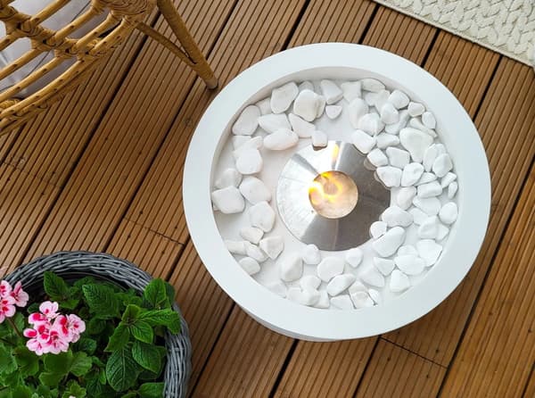 Skapa Atmosfär med MOON: Vit Matt Etanolkamin för Hem och Trädgård 47,5 cm x 32,5 cm ekologisk eldstad för hem och trädgård