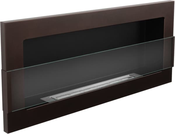 Etanolkamin  Bioeldstäder Hängande eldstad brun med glas med bioetanolbrännare 90 cm x 40 cm x 12 cm Miljövänlig eldstad