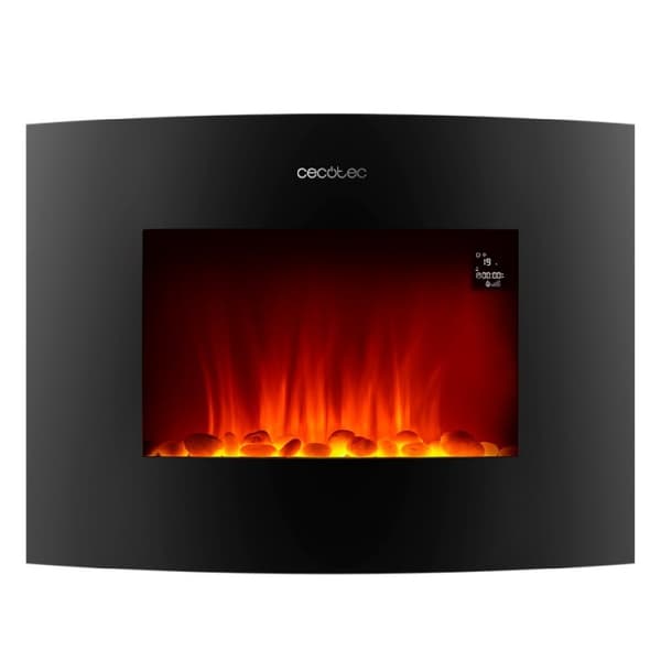 Cecotec 22” decorative electric fireplace with 2000 W maximum power. 2 intensities: 1000 W, and 2000 W. Wi-Fi control. Remote control. Curved tempere