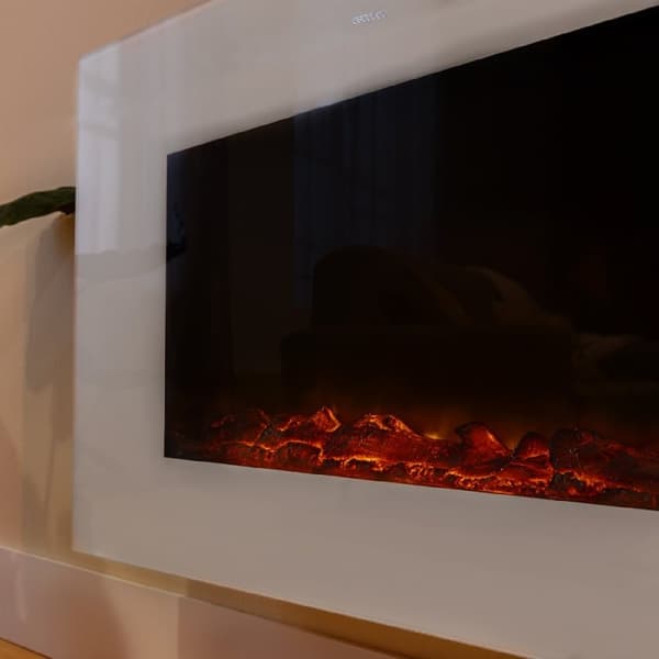 Cecotec 26” decorative electric fireplace with 2000 W maximum power. 2 intensities: 1000 W and 2000 W. Wi-Fi control. Remote control. Flat tempered g