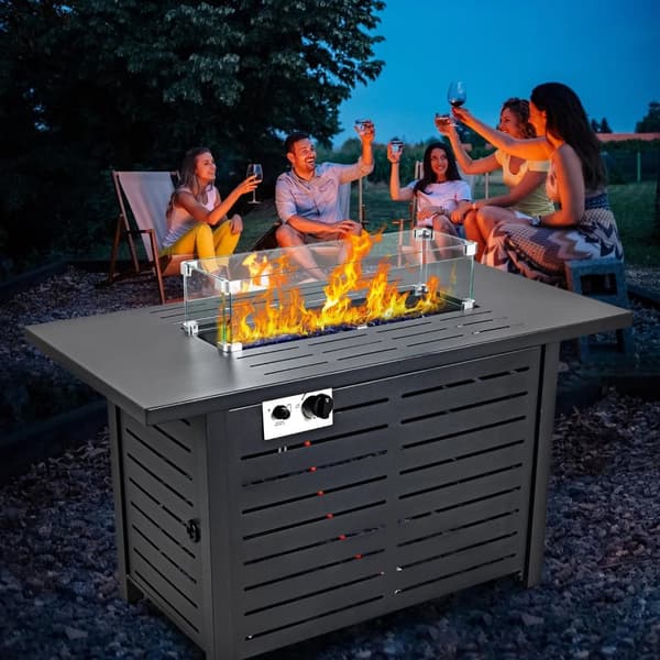2-i-1 50000 BTU 43" pulständning gas eldstad bord med tillbehör, gott om plats, justerbar flamknopp, säker och lätt att använda
