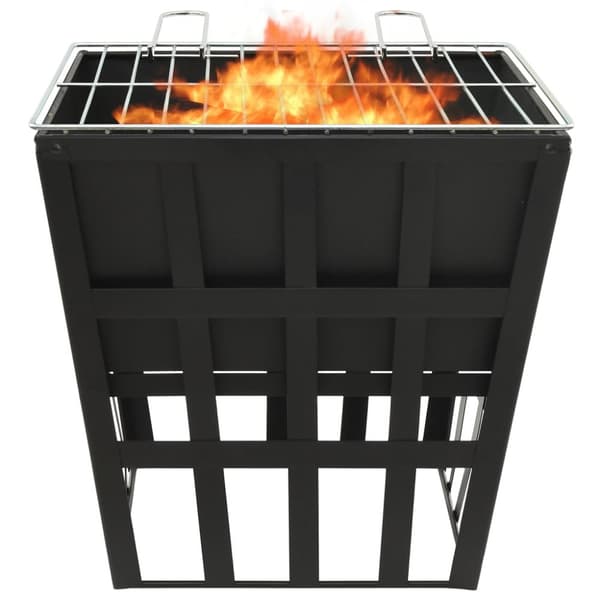 2-i-1 bålfad og grill 34x34x48 cm stål
