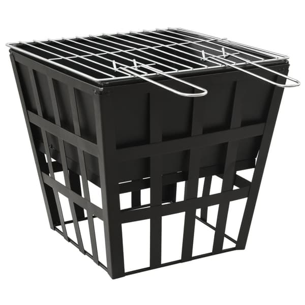 2-i-1 bålfad og grill 34x34x48 cm stål