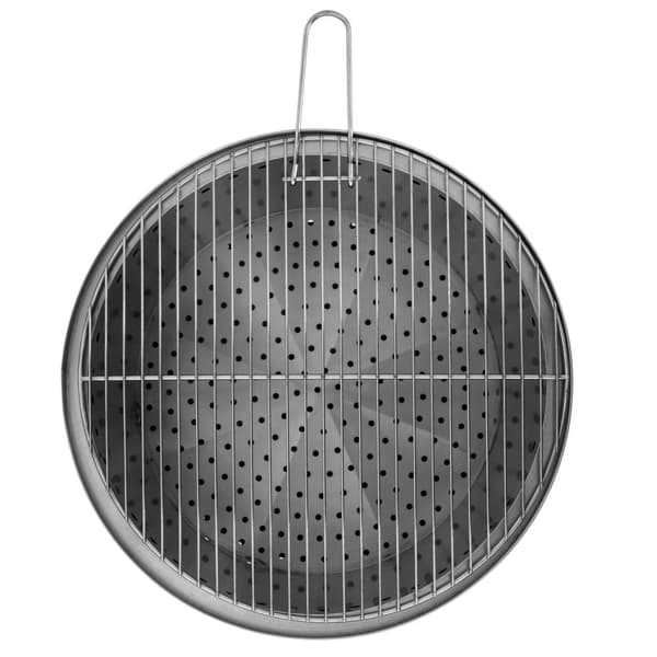 Uniprodo - Eldskål - Av rostfritt stål - Med grillgaller - 55 x 55 x 48 cm