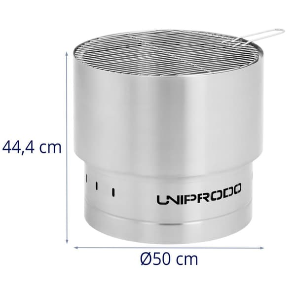 Uniprodo - Eldfat - Av rostfritt stål - Med grillgaller - 50 x 50 x 45 cm
