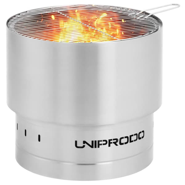 Uniprodo - Eldfat - Av rostfritt stål - Med grillgaller - 50 x 50 x 45 cm