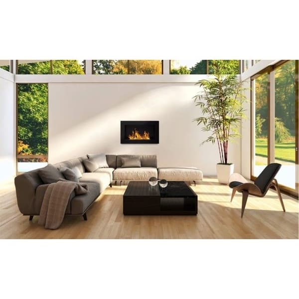 Vägg- eller inbyggd bioetanolkamin Pisa Svart L 65 x D 12 x H 40