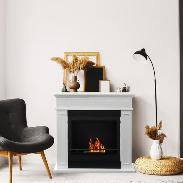 Fristående bioetanolkamin JEFFERSON Vit L 89,5 x H90,5 x D28