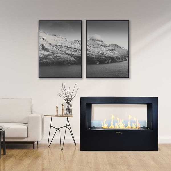 Golvstående bioetanolkamin för inom- och utomhusbruk Giotto S Svart 100x30x70