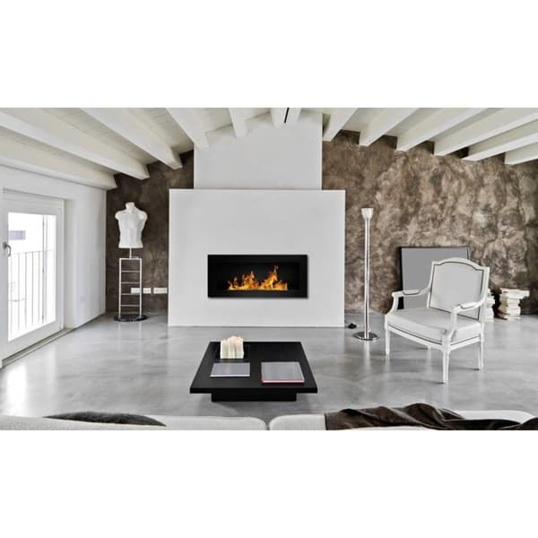 Vägg- eller inbyggd bioetanolkamin Lucca Svart L 90 x D 12 x H 40